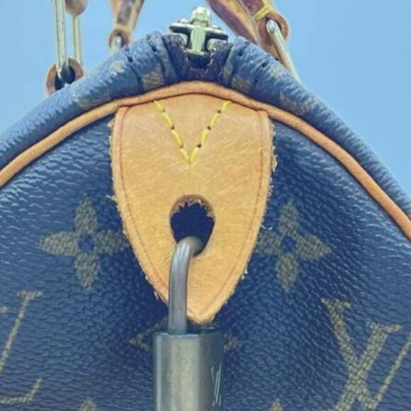 Louis Vuitton Speedy 25 Monogram Leather X PVC Brown Handbag Gold - Picture 11 of 15